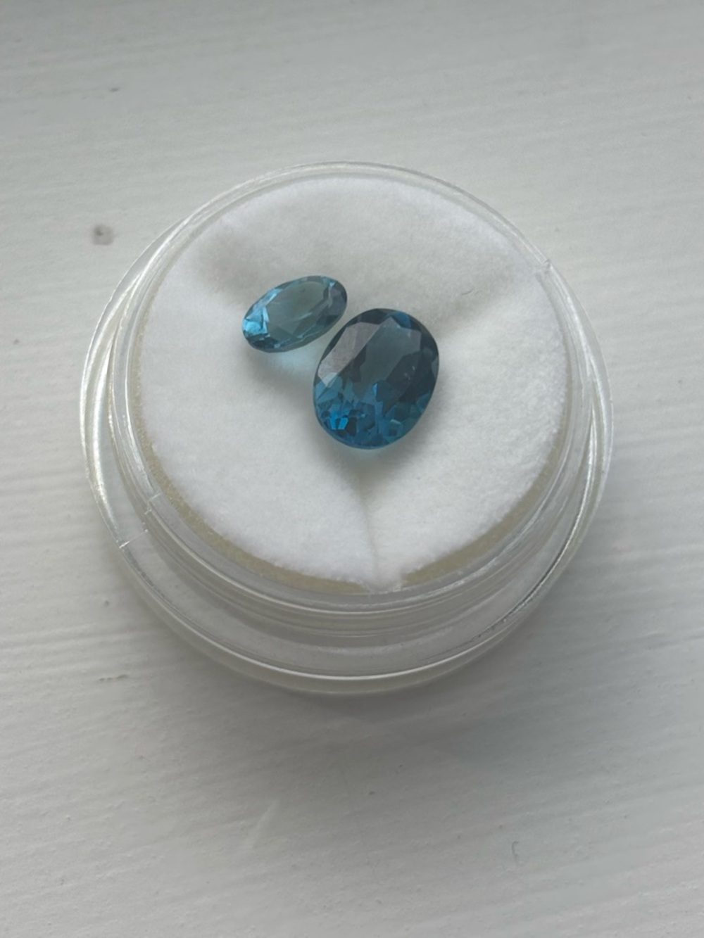 Blue Topaz Gemstone Pair – Oval Faceted Loose Stones Sky/Swiss Blue Not Enhanced - Picture 3 of 15